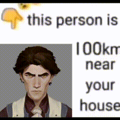 a picture of a man with the words `` this person is 100km near your house '' .