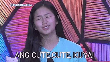 a girl with long hair says ang cute cute kuya !