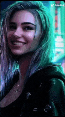 a woman with green hair is smiling and wearing a black jacket .