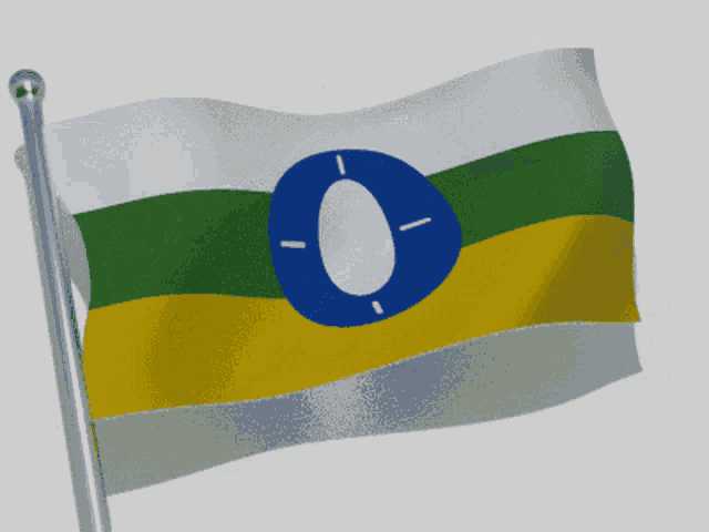 a flag with a blue circle in the middle