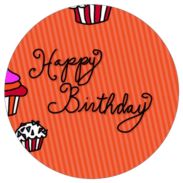 a circle with cupcakes and the words happy birthday on it