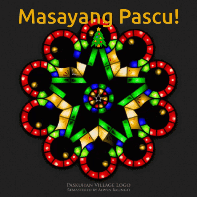 a colorful stained glass design with the words masayang pascu