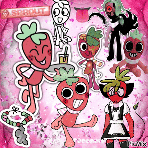 a bunch of cartoon characters with the word sprout on the top