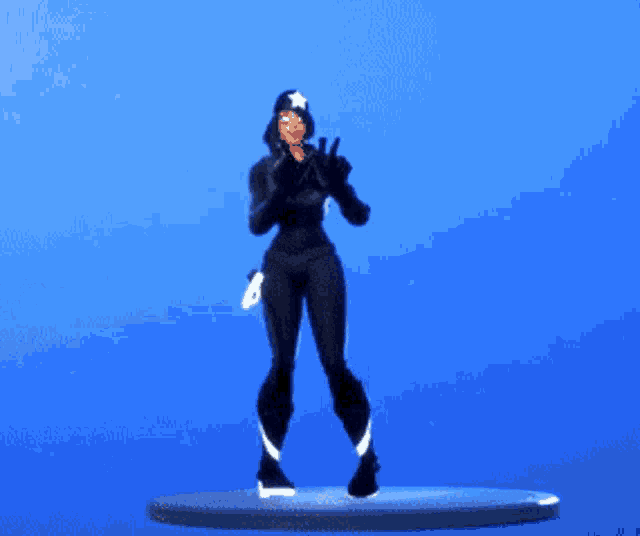 a video game character is dancing on a platform