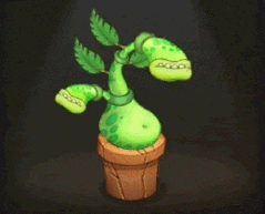 a cartoon drawing of a green plant in a pot on a dark background