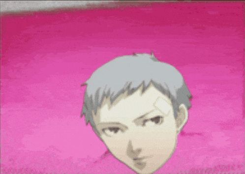 a drawing of a man 's face is on a pink surface