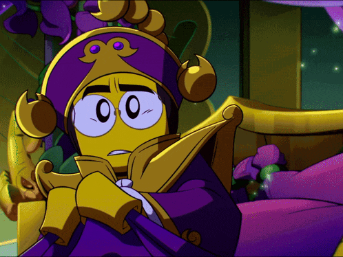 a cartoon character wearing a purple hat and glasses with the number 0 on it