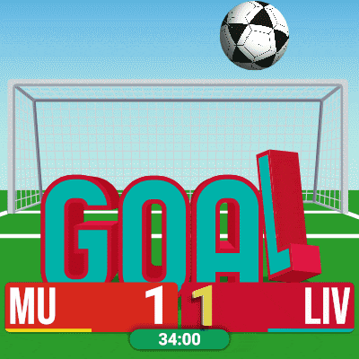 a soccer ball is flying over a goal that says mu 1 liv