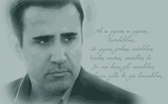 a black and white photo of a man with the words ah ne yapran ne yapran on the bottom