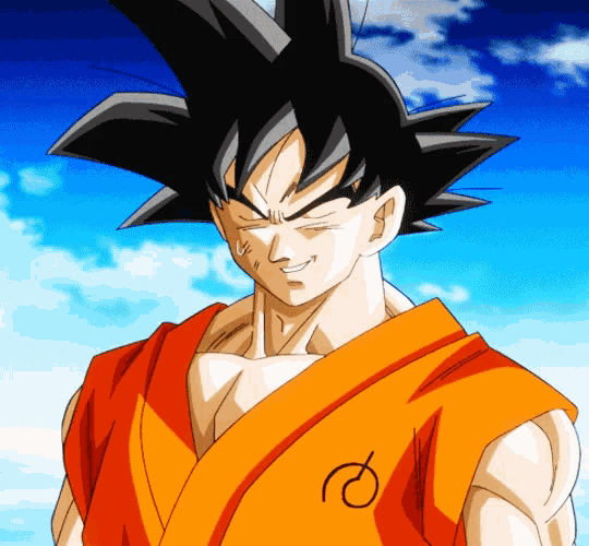 a close up of a cartoon character wearing an orange shirt