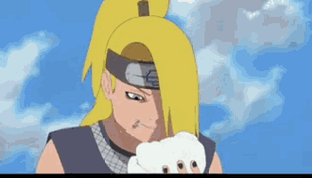 a cartoon character with yellow hair and a headband on