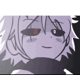 a drawing of a person with red eyes and a x on their forehead