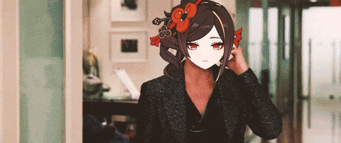 a girl with a flower in her hair is wearing headphones