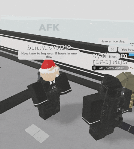 a cartoon character wearing a santa hat is talking to another cartoon character in a video game