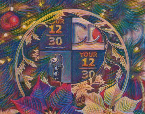 a colorful painting of a circle with the numbers 12 30 and your 12 30 on it