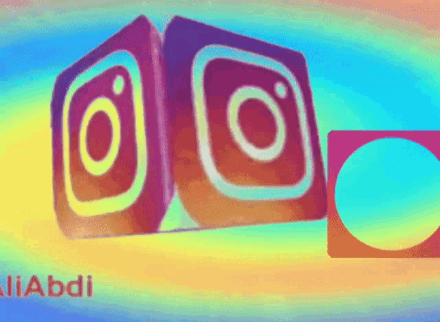 a colorful background with the instagram logo and the name aliabdi on the bottom