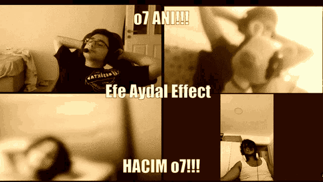 a collage of four pictures with the words efe aydal effect