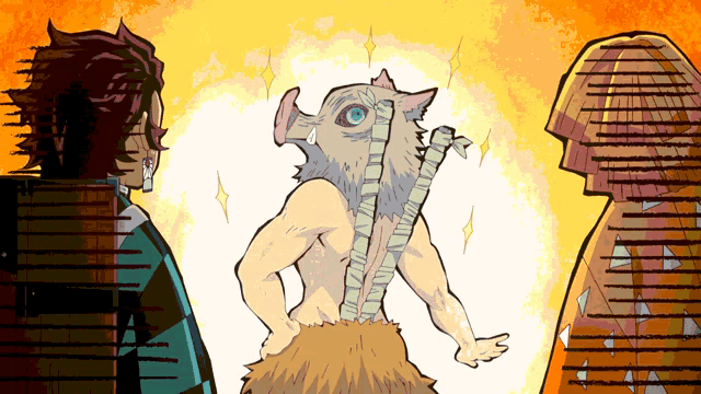 a cartoon drawing of a pig with a blue eye and a rope around its neck