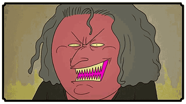 a cartoon of a woman with a very large mouth