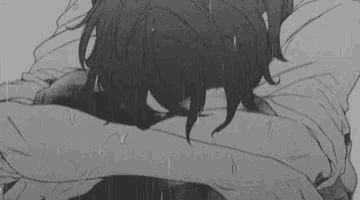 a black and white drawing of a girl sitting in the rain .