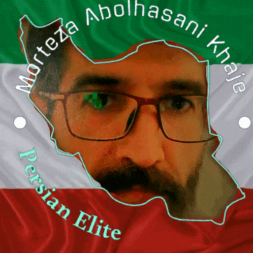 a picture of a man with glasses and the words morteza abolhasani khaje written around him