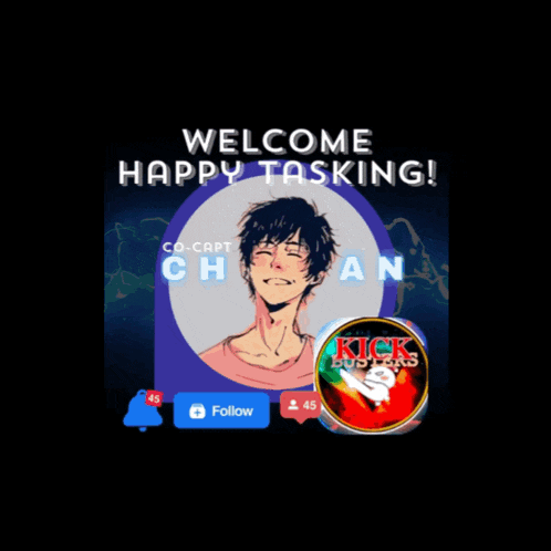 a black background with the words welcome happy tasking