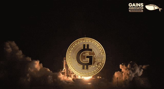 a gold coin with the letter g on it is being launched