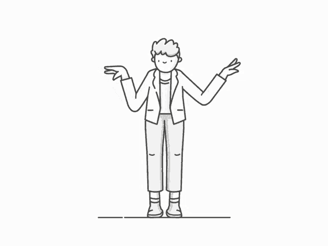 a line drawing of a man standing with his arms outstretched and shrugging his shoulders .