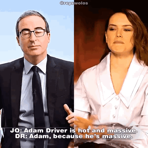 John Oliver Adam Driver GIF - John Oliver Adam Driver Daisy Ridley GIFs