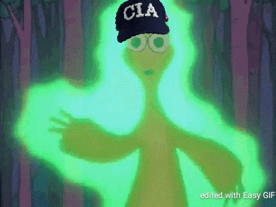 a cartoon character wearing a hat that says cia on it