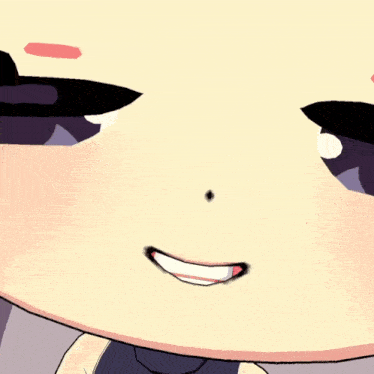 a close up of a cartoon character 's face with a smile