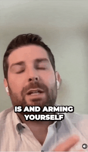a man with a beard is wearing ear buds and saying is and arming yourself
