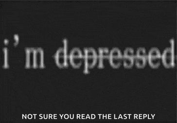 the words i 'm depressed are on a black background