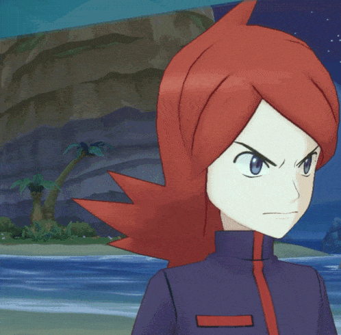 a cartoon character with red hair has a yellow leaf on his head