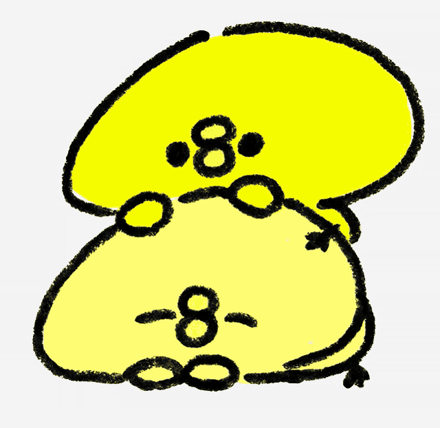 a cartoon drawing of a chicken with the number 8 on it