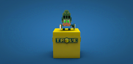 a yellow cube with trove written on it
