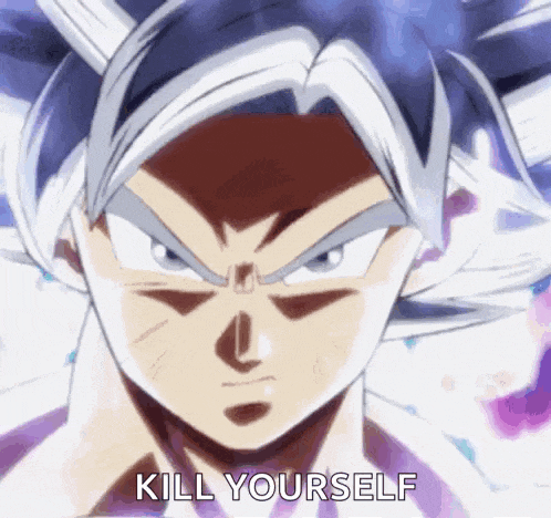 a close up of a person 's face with the words `` kill yourself '' written on it