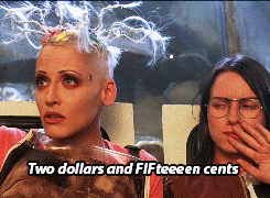 two women sitting next to each other with the caption two dollars and fifteeeen cents