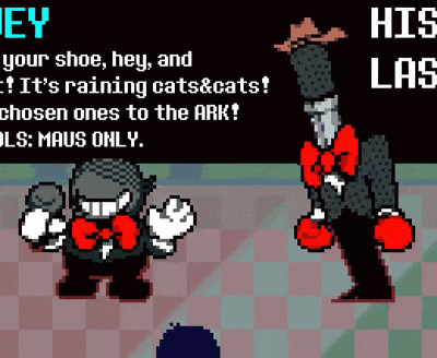 a pixel art of a cat in the hat saying hey your shoe hey and his las