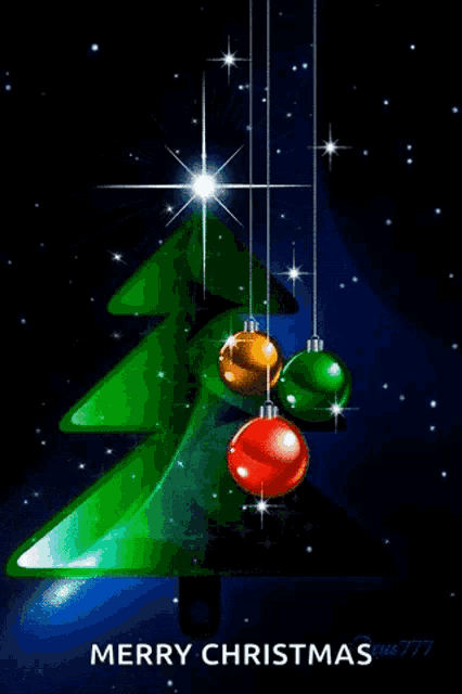 a merry christmas greeting card with a christmas tree