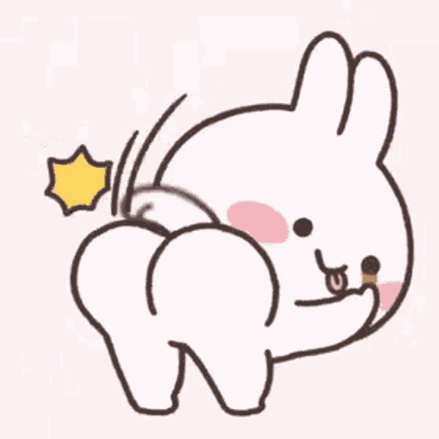 a cartoon rabbit is sticking its tongue out and making a funny face .