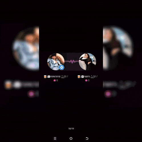 a screenshot of a phone screen shows a man and a woman in circles