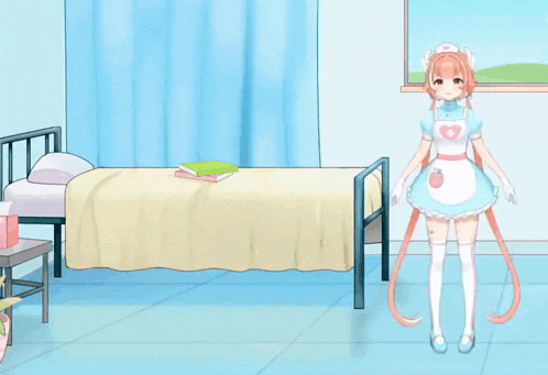 a cartoon of a nurse laying on a bed