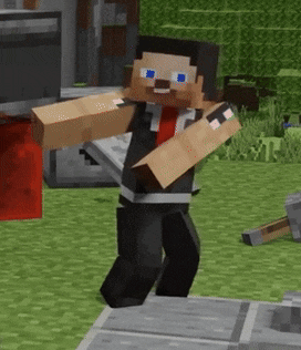 a minecraft character with a beard and blue eyes is standing in the grass