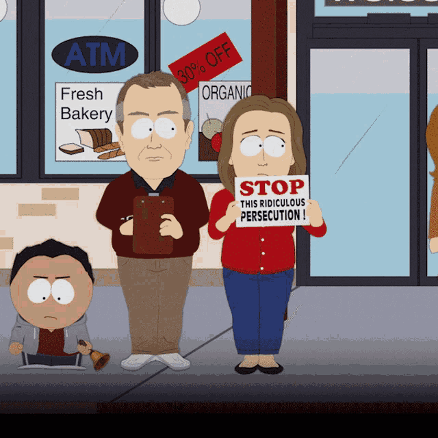 a couple of people holding signs that say stop this ridiculous persecution