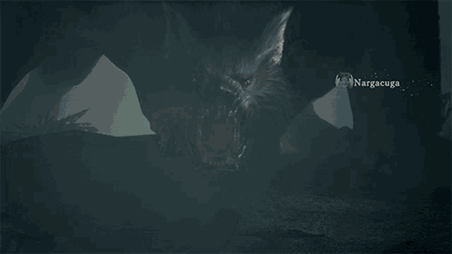 a monster with the name nargacuga on it