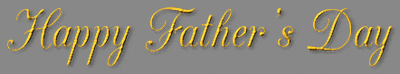 happy father 's day is written in gold letters on a gray background