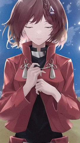 a girl wearing a red jacket and a black shirt