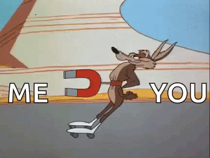 Me You Magnet GIF - Me You Magnet Wile E Coyote GIFs