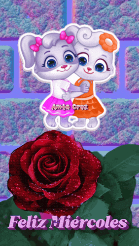 a greeting card that says feliz miercoles with a rose